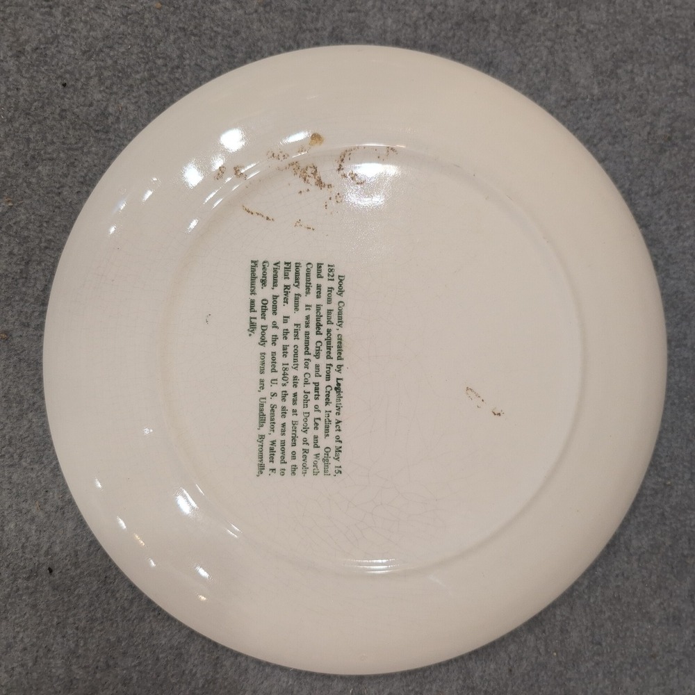 Dooly County Georgia 150th Anniversary Commemorative Plate 1821-1971 Green White - Picture 2 of 3